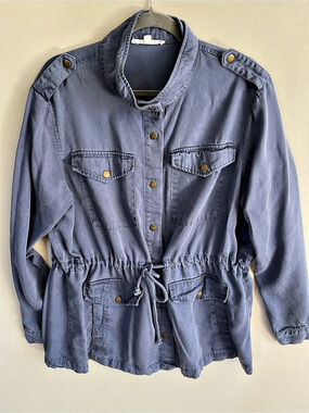 Janie Delancey Women's Utility Jacket Blue Size XL